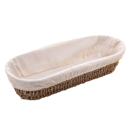 Cesta Oval de Sisal C/ Forro em Tecido 43,5x15x8cm