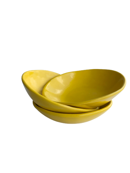 Conjunto de trio de Bowls em Cerâmica Amarela